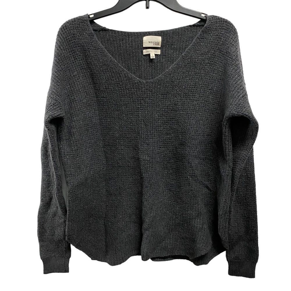 Wilfred‎ Free LARGE Gray V Neck Knit Italian Yarn Sweater 100% Wool - FLAWED
